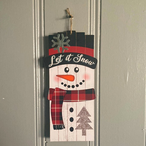 NWT Precious Holiday Glitter Let It Snow ⛄️ Snowman Decoration Sign w/ Metal ❄️ - Picture 5 of 11